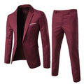 Men's Wedding Suit For Groom Best-Man Groomsman 2023 Pure Color Elegant Blazer Pant Set Slim Men Formal Dress Suit Clothes Red