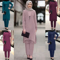 2024 Muslim Sets Abaya Women Casual Long Sleeve Tops Blouse Pants Suit Modest Clothing Islamic 2 Pieces New Autumn Dress Ramadan