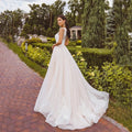 A-Line Halter Wedding Dress Bead For Bride Fashion Lace Appliques Bridal Gown Tulle Pleats Sweet Train Robe De Mariee