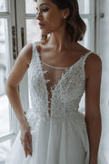 Charming A-Line Wedding Dress For Women Backless Lace Applqiues Bridal Gowns Customize To Measures Chamring Robe De Mariee