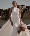 Beach Wedding Dress Sleelevess Halter With Detachable For Women Elegant Satin Bridal Gowns Customize To Measures Floor