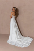 A-line Lace Elegant Bride Gown Sexy Backless Off Shoulder High Slit Wedding Dresses For W Beach Bride Dress Customize To Measure