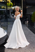 Off The Shoulder A-Line Wedding Dress Floor Length Short Sleeves For Women Customize To Measures Bridal Gowns Stunning Ivory