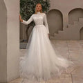 Elegant Muslim Wedding Dresses For Woman High Neck Long Sleeves Lace Bride Gowns Custom Made A-Line robe de mariée 2024