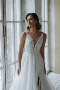 Charming A-Line Wedding Dress For Women Backless Lace Applqiues Bridal Gowns Customize To Measures Chamring Robe De Mariee