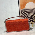 New crystal decorative leather underarm bag high quality clutch dinner bag classic chain shoulder me Red