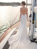 Super Sexy Beaded Modern Wedding Dress Satin Princess Gown Vestido De Novia Mermaid Bow Court Train Dress