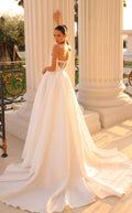 LORIE A Line Strapless Wedding Dress Side Split Satin Bride Dresses Romantic Backless Wedding Bridal Gowns