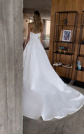 Strapless A-line Wedding Dress Vintage Satin Sweep Train High Slit Bridal Gowns Customize Robe De Mariee Custom Made