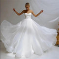 Simple Pleat Tulle Strapless Wedding Dresses Side Split Sweetheart Beach Bride Dress Elegant Sleeveless t Boho Robe De Mariee