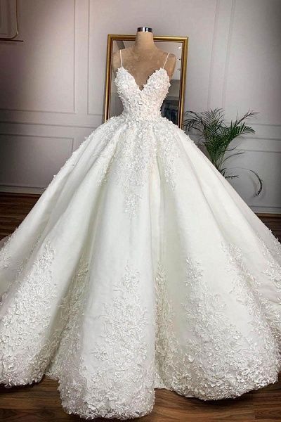 Fantastic Spaghetti Straps Wedding Dresses With Appliques Lace Floor Length Bridal Dress Custom Made Vintage Wedding vestido de