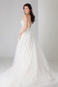 Embroidered & Beaded Vine Lace Wedding Dress Bow Satin Court Train Dress Vestido De Novia Bridal Gown Skirt