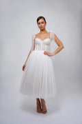 Adjustable tulle bow straps Wedding Dress Vestido De Novia Satin Skirt Bow Court Train Dress Bridal Gown