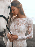 Sexy Lace Bodycon Mermaid Wedding Dresses Backless Long Sleeves Elegant Boho Bridal Gowns Custom Color robe de mariée