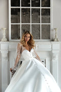 Fashion Long Sleeves Wedding Dress New Arrival Charming Sweetheart A-Line Sweep Train Satin Bridal Gown Vestidos De Novia