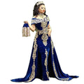 Moroccan Caftan Evening Dresses Gold Lace Appliques Cap Sleeve Royal Blue Mermaid Velvet Arabic Prom Gowns Long Party Dress