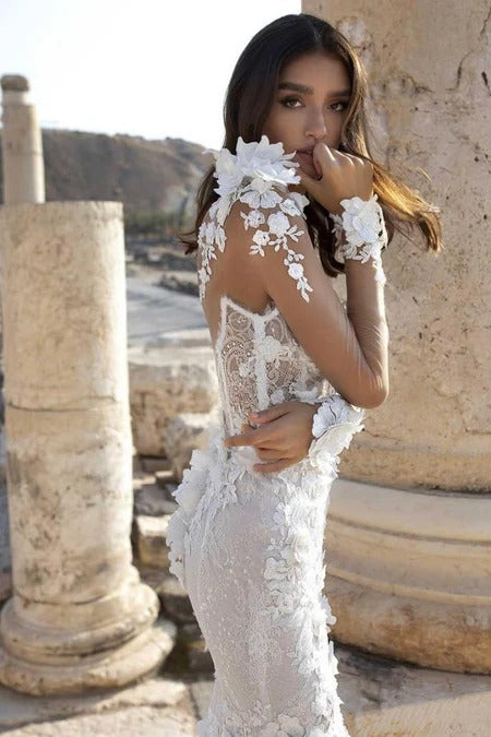 Modern Lace Wedding Dress Side Split Sexy Backless Bridal Dresses Sweetheart Floor-Length Applique Mermaid Bride Gowns Robe