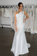 Narrow A-Line Style Skirt Vestido De Novia Wedding Dress Bridal Gown Skirt Bow Satin Court Train Dress