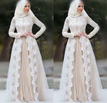 Muslim Wedding Dresses for Women A Line vestidos de noiva 2022 Plus Size Zipper Back Long Sleeve свадебное платье