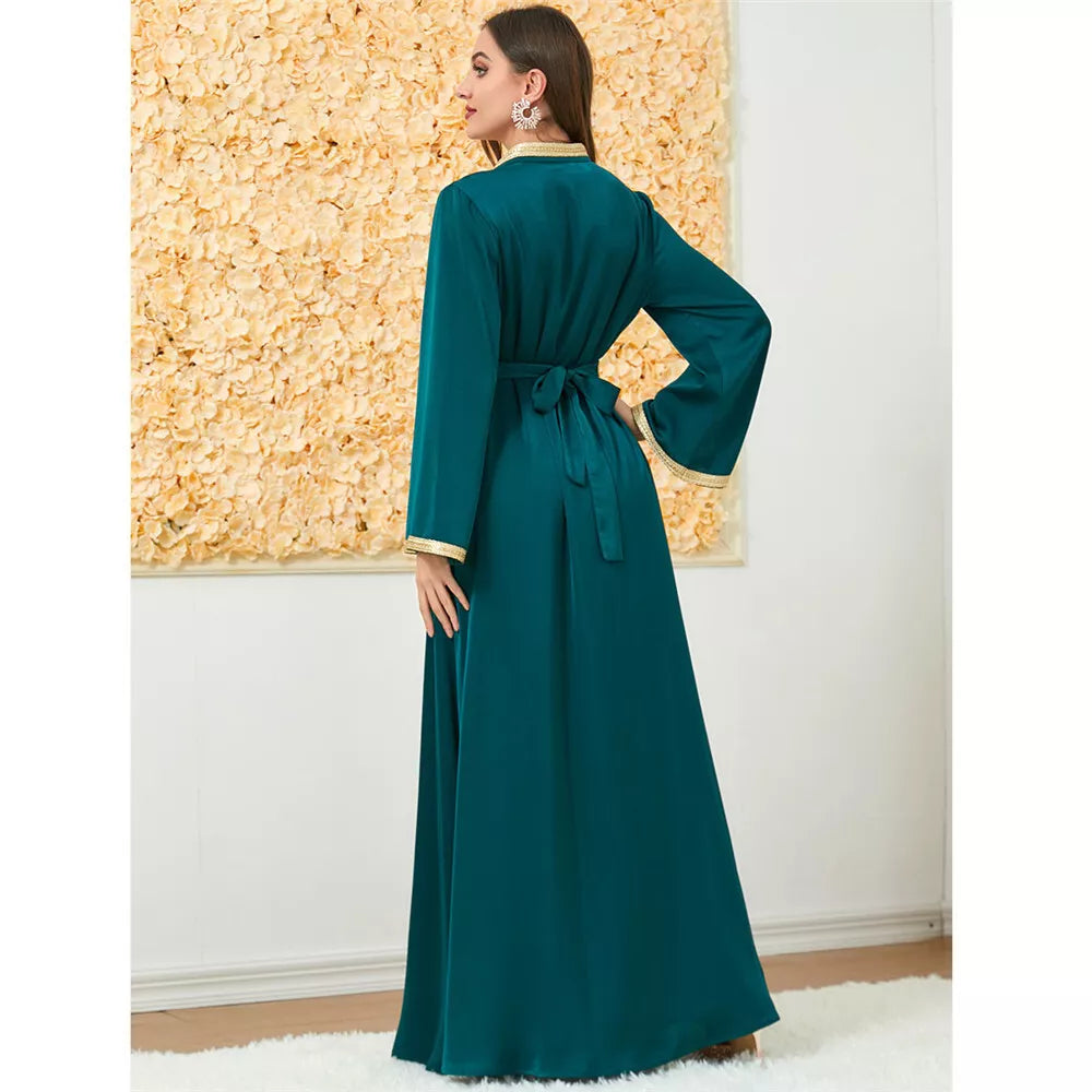 Muslim Fashion Two Piece Jilbab Robe Appliques Winter Abaya And Vest Long Dress Overgarments Islamic Women Moroccan Caftan