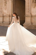 Modest High Collar Wedding Dress Classic Lace Appliques Dress For Bride Elegant A-line Long Bridal Gown Robe De Mariée