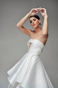 Structured and Boned Corset Bodice Wedding Dress Vestido De Novia Bridal Gown Skirt Bow Satin Court Train Dress