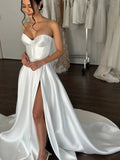 Dramatic full skirt Wedding Dress Satin Bridal Gown Skirt Vestido De Novia Bow Court Train Dress