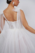 Adjustable tulle bow straps Wedding Dress Vestido De Novia Satin Skirt Bow Court Train Dress Bridal Gown