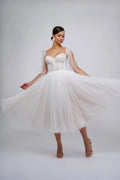 Adjustable tulle bow straps Wedding Dress Vestido De Novia Satin Skirt Bow Court Train Dress Bridal Gown